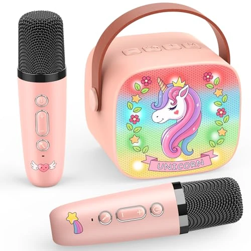 Offerta a tempo: Dislocati Karaoke per Bambini con 2 Microfono Wireless Karaoke, Regalo Natale Bambina 3-12 Anni Microfono Bluetooth Bambini Giochi Bambina 3-12 Anni Canta tu Karaoke Bambini Unicorno Bambina Regalo - 44% da 32.99 € a 18.40 €