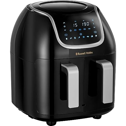 Russell Hobbs AirFryer SatisFry Snappi Double Basket Hot Air Fryer [4.25 Liters] 8 Program, Dishwasher Safe Parts, Digital Display, Can Be Used Without Oil Fryer, 27290-56.