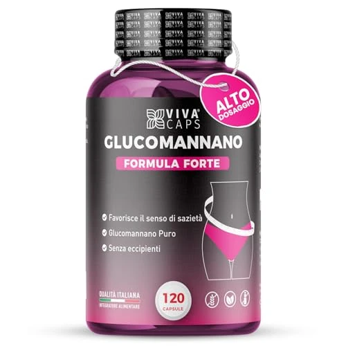Glucomannano forte purificato 3000mg 120 Cps, Supporto naturale per la digestione, Glucomannano puro senza eccipienti - Made in Italy