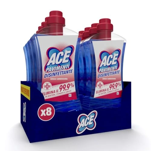 ACE Pavimenti Disinfettante, 8 Flaconi da 1 Litro