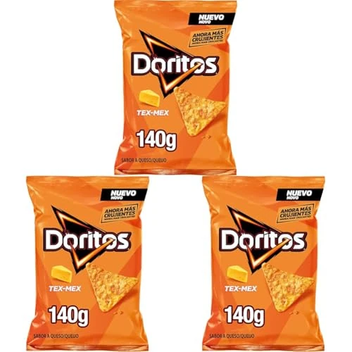 Doritos Tex Mex, Snack di Mais al Gusto Formaggio, 140g (Confezione da 3)