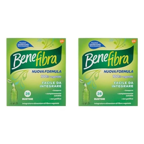 Benefibra Integratore Alimentare di Fibre Vegetali Equilibrio Flora Intestinale, Intestino Pigro e Irritabile 28 Bustine (Confezione da 2)