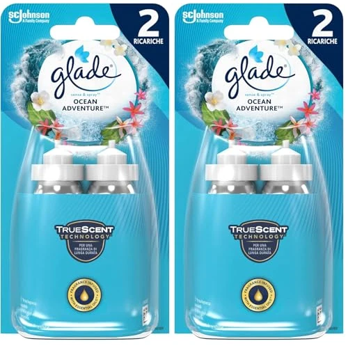 Offerta a tempo: Glade Sense & Spray Doppia Ricarica, Profumatore per Ambienti con Olii Essenziali e Sensore di Movimento, Fragranza Ocean Adventure, Confezione da 4 Ricariche x 18 ml - 45% da 12.58 € a 6.90 €