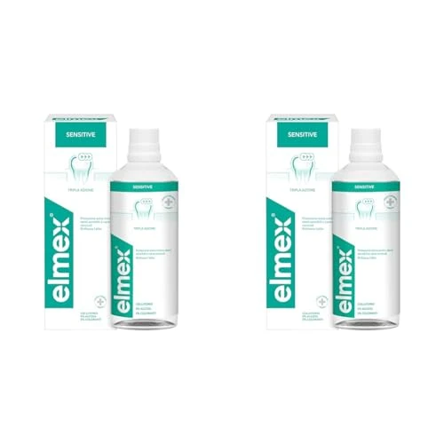 elmex Collutorio Sensitive 1 Flacone da 400ml Protezione Extra dai Denti Sensibili e dalla Carie Radicolare (Confezione da 2)