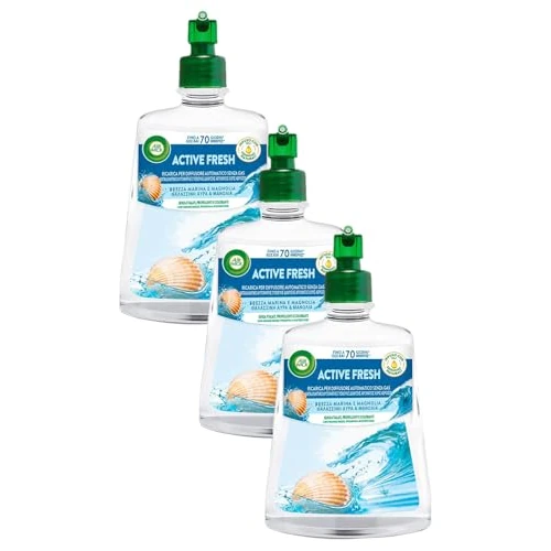 Offerta a tempo: Air Wick Active Fresh Deodorante per Ambienti, Ricarica per Diffusore Spray Automatico senza Gas alla fragranza Brezza Marina e Magnolia, 228 ml (Confezione da 3) - 5% da 15.36 € a 14.59 €