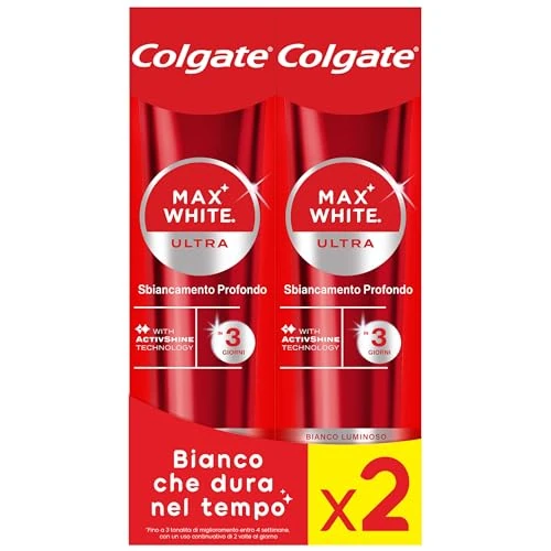 Offerta a tempo: Colgate Dentifricio Sbiancante Max White Ultra Active Foam 50 ml I Denti Più Bianchi — 53% da 11,98 € a 5,59 €