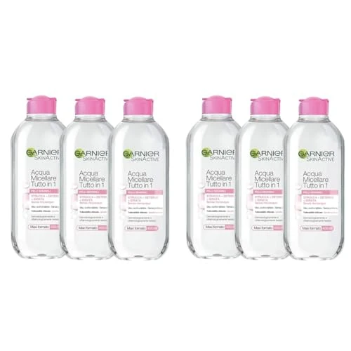 Garnier Kit Acqua Micellare Tutto In 1, Strucca, Deterge E Idrata Senza Risciaquo, 400 Ml, Confezione Da 6