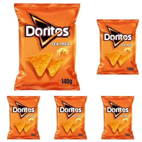 Offerta a tempo: Doritos Tex Mex, Snack di Mais al Gusto Formaggio, 140g (Confezione da 5) - 22% da 9.45 € a 7.40 €