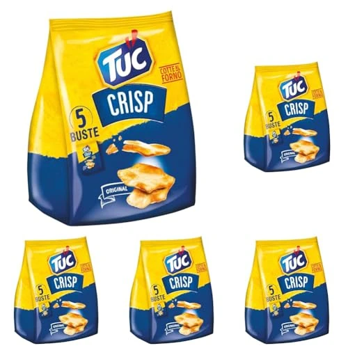 Tuc Crisp, Sfogliatine Croccanti a Base di Patate cotte al Forno con Grano 100% Italiano, 150g (multipack 5 bustine da 30g) (Confezione da 5)