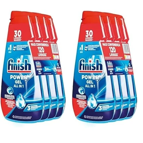 Finish Detersivo Lavastoviglie Fresh, Gel Lavastoviglie, 240 Lavaggi, 8 Confezioni da 30 Lavaggi di Liquido Lavastoviglie