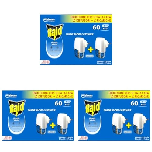 Offerta a tempo: Raid Liquido Elettrico Antizanzare Comuni e Tigre, Inodore, Formato Convenienza, Confezione da 6 Diffusori e 2 Ricariche, 60 Notti - 12% da 26.97 € a 23.85 €