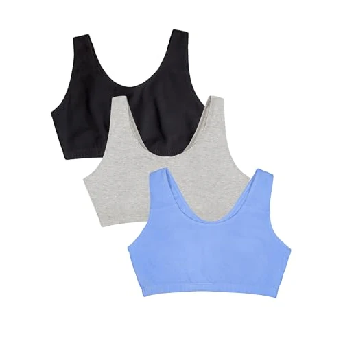 Fruit of the Loom Women's Built Up Tank Style Sports Bra, Cornflowerblue/Grey/Black, 50