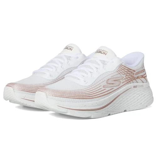 Offre limitée : Skechers Femme Max Cushioning Elite 2.0 Kaplan Slip-In ENTRAINEUSE, White Textile/Rose Gold Trim, 37.5 EU de 103.99 € à 103.99 € (0.00% de remise)