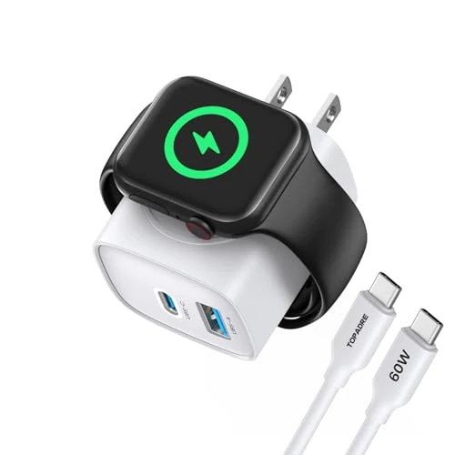 Cargador para Apple Watch y iPhone, 20W USB C Cargador carga rapida, 3 en 1 PD3.0 iWatch Cargado Reloj para Apple Watch Series 11/10/9/Ultra/8/7/SE, para iPhone 17/17 Pro/17 Air/16/15/14/13/12, Blanco