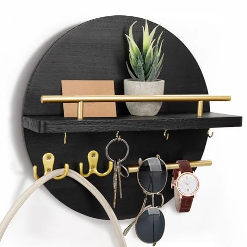 Offerta a tempo: Dxiunove Portachiavi Muro,Legno Porta Chiavi Da Muro Per Casa,Portachiavi Da Parete Stile Rustico,Orbicolare Portachiavi Casaadatto Per Camere Da Letto, Corridoi, Cucine E Uffici (nero) - 44% da 24.99 € a 13.99 €