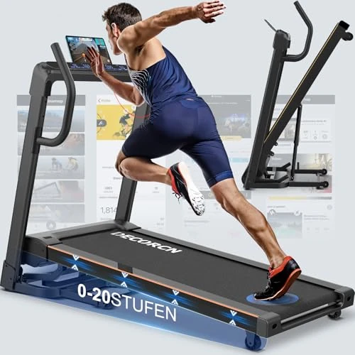 Offerta a tempo: Tapis roulant professionale per la casa Decorcn, pieghevole, con inclinazione, motore silenzioso, piano di corsa di grandi dimensioni,WiFi, Bluetooth, APP, marchio di qualità tedesco - 16% da 545.99 € a 459.99 €