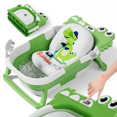 Offerta a tempo: Vaschetta Bagnetto Neonato Pieghevole - Vaschetta Bagnetto Bambini 1-3 Anni Con Cuscino Da Bagno - Vaschetta Bagno Neonato Con Termometro - Supporto Bagnetto Neonato - Regalo Per La Nascita Bambino — 19% da 34,90 € a 28,31 €