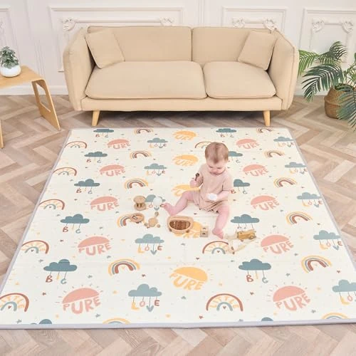 Offerta a tempo: Tappeto Gioco Bambini Pieghevole 180x200x1.5cm Palestrina Neonato Montessori Reversibile Non Tossico E Impermeabile In Schiuma Per Bimbi. Palestra Neonati - Tappeto Tummy Time Neonati - Regalo Bambino - 9% da 54.90 € a 49.90 €