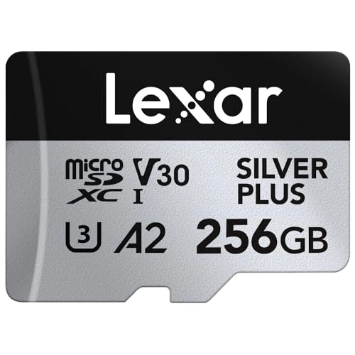 Offre limitée : Lexar Silver Plus Carte mémoire Micro SD 256 Go jusqu'à 205 Mo/s, Carte mémoire Flash MicroSDXC UHS-I avec Adaptateur, C10, U3, A2, V30, Full HD, 4K UHD, Carte TF Haute Vitesse pour Drone, caméra de 34.99 EUR à 34.99 EUR (remise 0%)