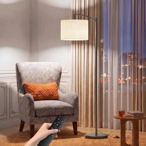 Tijdelijke aanbieding: Staande Lamp Woonkamer Dimbaar, Moderne Woonkamerlamp Staande Lamp met Afstandsbediening, Voetschakelaar & Lampenkap, 1-Minuut Installatie van 59.99 € naar 59.99 € (0.00% korting)
