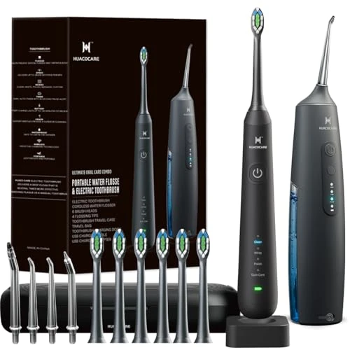 Offre limitée : Kit de nettoyage buccal 2-1 - Hydropulseur dentaire et brosse à dents électrique - Brosse à dents et fil dentaire - Pour le nettoyage des et la santé des gencives (Noir) de 69.89 € à 69.89 € (0.00% de remise)