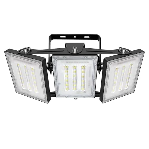 Faretto led da esterno, Luce di Inondazione All'aperto, 15000lm Luci di Sicurezza a LED con area di illuminazione più ampia, 6000K luce Diurna, Proiettore Regolabile 150W per Ingressi, Iarde, Nero
