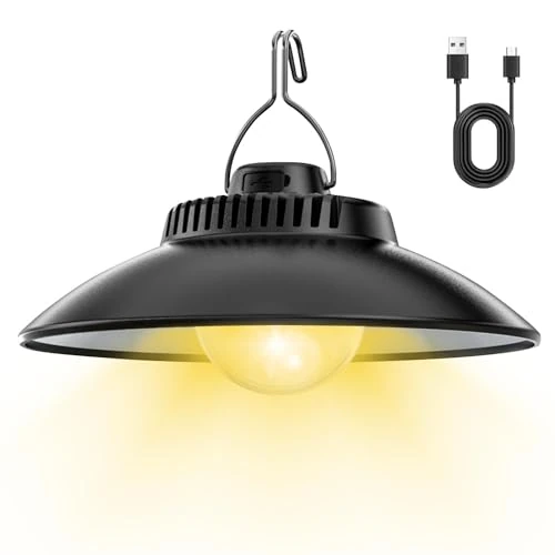 Lampe de Camping Rechargeable USB, Lampe de Tente de Camping avec 2 Modes, Étanche, Lampe Camping avec Crochet, Portable Étanche Lanterne Camping pour Randonnée, Ouragan, Charge D'urgence