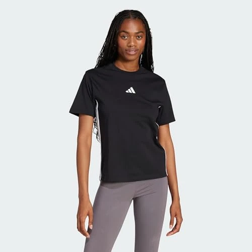 Offerta a tempo: adidas Donna Essentials 3-Stripes Cotton Shirt, Black/White, S - 36% da 28.00 € a 17.99 €