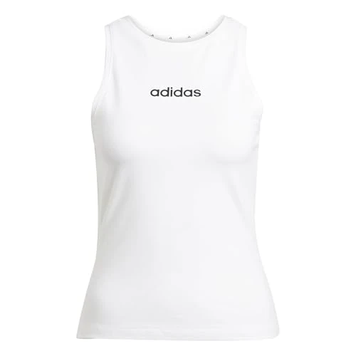 Oferta limitada: adidas Mujer Essentials Linear Slim Cotton Tank Shirt, White/Black, S de 20.49 € a 20.49 € (ahorro 0.00%)