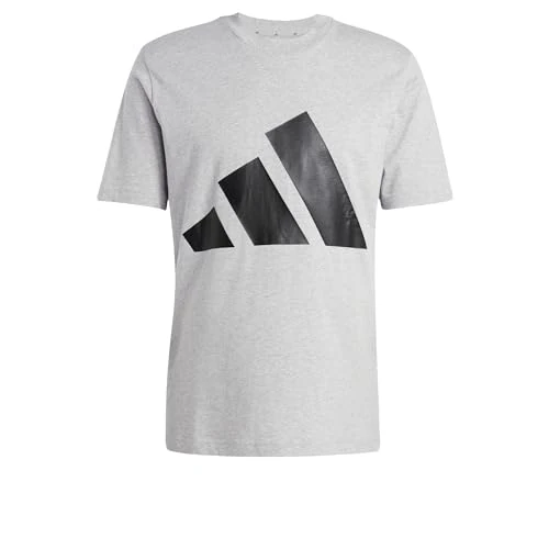 adidas Men's Essentials Big Logo Single Jersey TEE, Medium Grey Heather/Black, XS