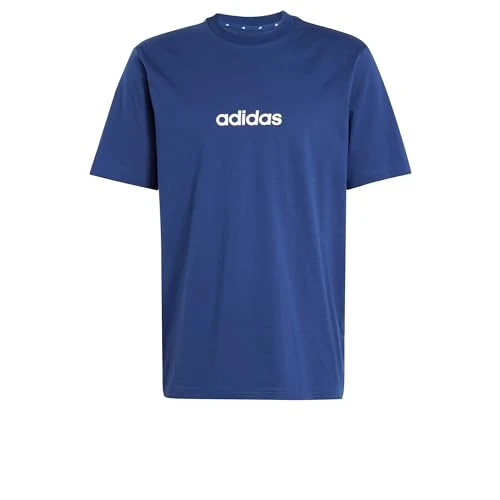 Offre limitée : adidas Homme Essentials Linear Single Jersey Shirt, Dark Blue/White, M de 20.00 € à 18.00 € (10% de remise)