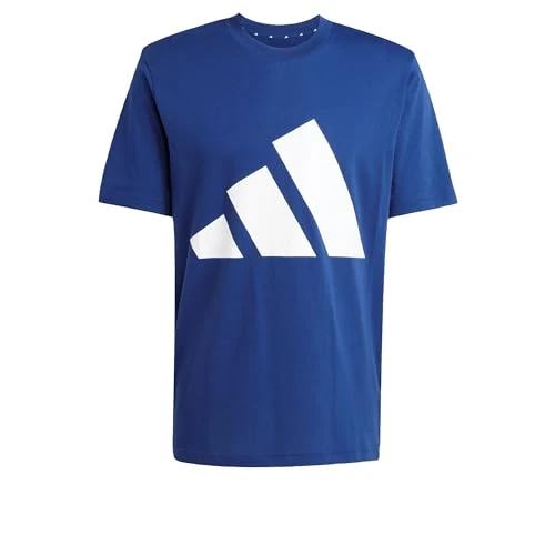 adidas Herren Essentials BIG Logo Single Jersey Tee, Dark Blue/White, S