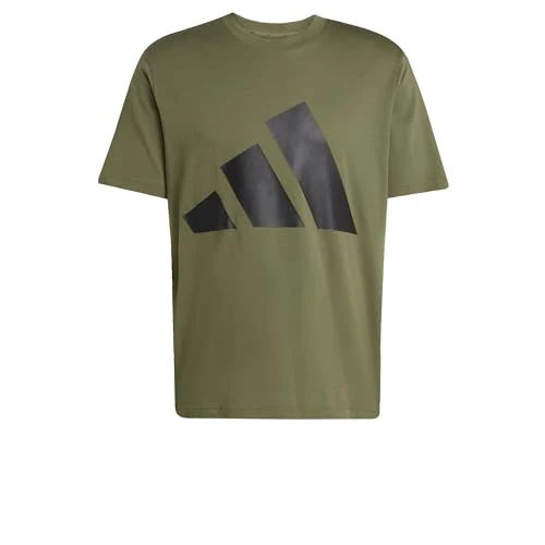 adidas Uomo Essentials Big Logo Single Jersey tee, Olive Strata/Black, XL