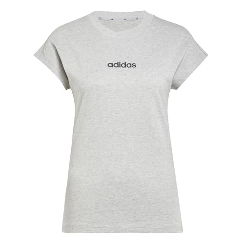 Offre limitée : Adidas Damen Essentials Linear Cotton T-Shirt, Medium Grey Heather/Black, XL de 18.00 € à 18.00 € (0.00% de remise)