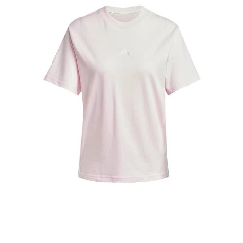 adidas Women's Essentials 3-Stripes Cotton T-Shirt, Clear Pink/White, S