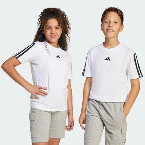 Offerta a tempo: adidas Unisex - Bambini Essentials 3 Stripes T-Shirt, White/Black, 15-16 Years - 40% da 20.00 € a 12.00 €