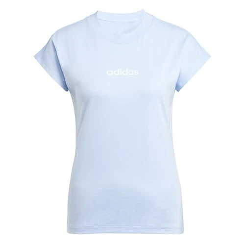 Limited-time offer: adidas Women's Essentials Linear Cotton T-Shirt, Glow Blue/White, L from 15.00 GBP to 15.00 GBP (save 0%)