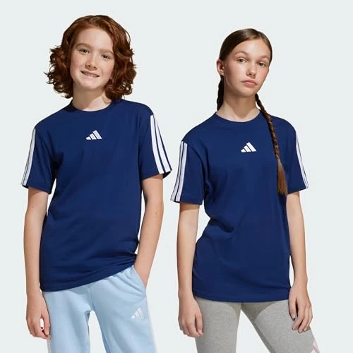 adidas Unisex Kids Essentials 3 Stripes T-Shirt, Dark Blue/White, 13-14 Years