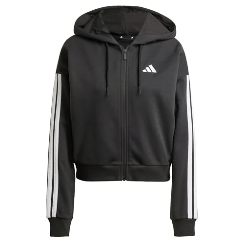 Tijdelijke aanbieding: adidas Mujer ESSENTIALS 3-STRIPES FRENCH TERRY FULL ZIP HOODIE, Black/White, L van 59.86 EUR naar 53.87 EUR (korting 10%)