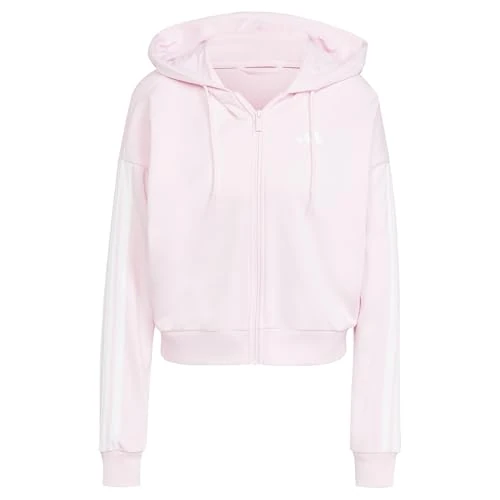 adidas Dames ESSENTIALS 3-STRIPES FRENCH TERRY FULL ZIP HOODIE, Clear Pink/White, M