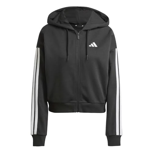 Offerta a tempo: adidas Donna Essentials 3-Stripes French Terry Full Zip Hoodie Sweatshirt, Black/White, XS - 37% da 60.00 € a 37.99 €