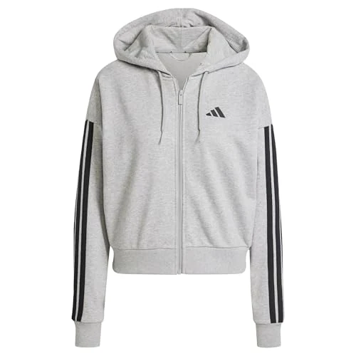 Zeitlich begrenztes Angebot: adidas Damen Essentials 3-Stripes French Terry Full Zip Hoodie Sweatshirt, Medium Grey Heather/Black, L von 60.00 € auf 38.99 € (35% Rabatt)
