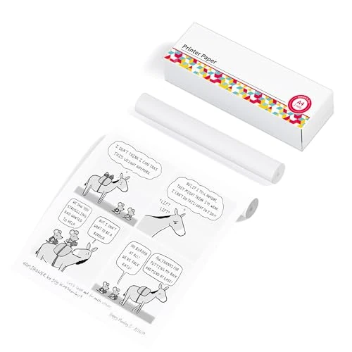 Phomemo A4 Thermal Printer Paper, 2 Rolls of 220 Sheets, 6.5m, BPA/BPS Free, Compatible with M832/M831/M833/M834/M835 Bluetooth Printers