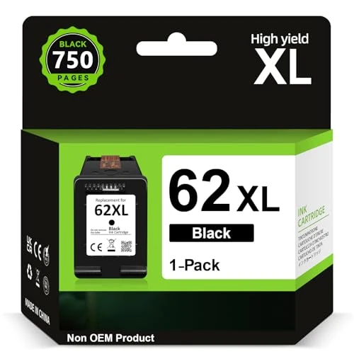 INKYEAH Cartucce 62 Nero XL, 62 XL Nero Sostituzione per Cartuccia HP 62 Nero, Inchiostro Stampante 62 XL Nero Compatibili con OfficeJet 200 250 5742 5740 Envy 7640 5540 5640 5544 5646 5548 5545 5547