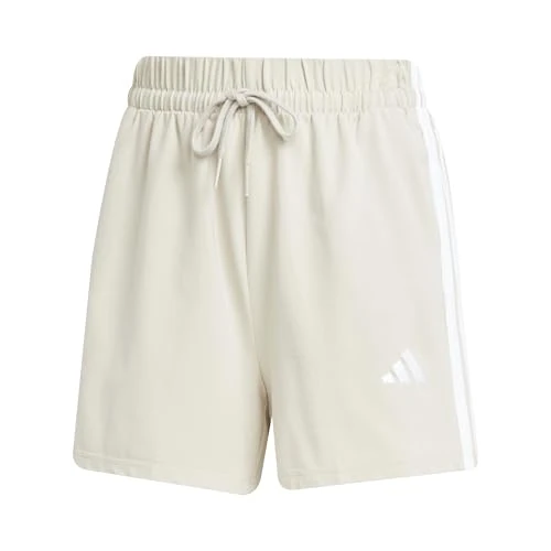 Adidas Donna Essentials 3-Stripes Cotton Shorts, Wonder Alumina/White, S