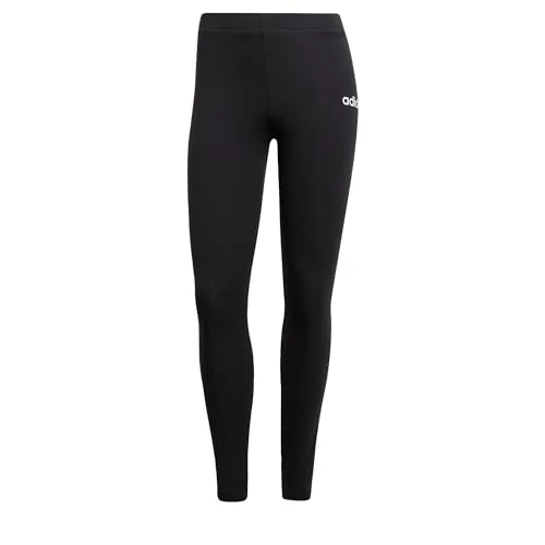 adidas Damen Essentials LINEAR Cotton Leggings, Black/White, M