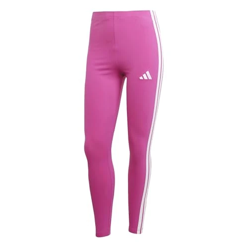 Adidas Donna Essentials 3-Stripes Cotton Leggings, Semi Lucid Fuchsia/White, XS