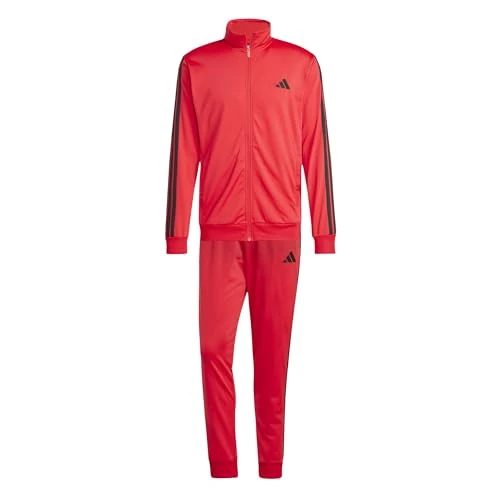adidas Heren SPORTSWEAR BASIC 3 STRIPES TRICOT TRACKSUIT, pure ruby, XXL