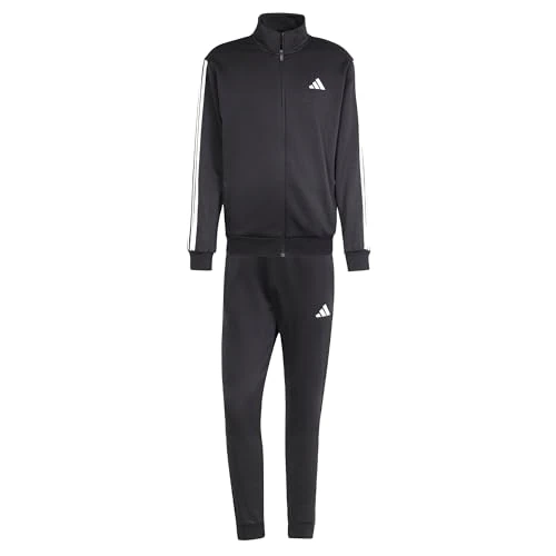 adidas Herren SPORTSWEAR BASIC 3 STRIPES FLEECE TRACKSUIT, Black, XXL Tall