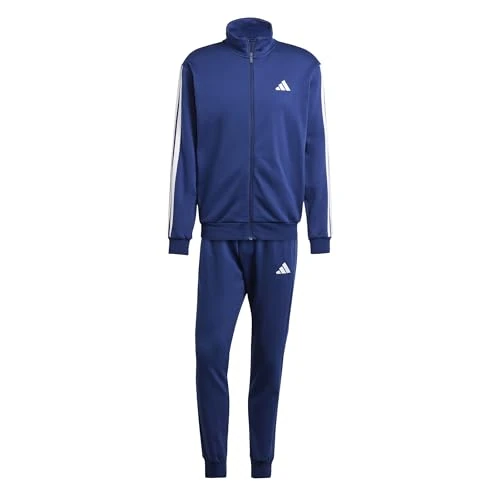 adidas Homme SPORTSWEAR BASIC 3 STRIPES FLEECE TRACKSUIT, Dark Blue, L